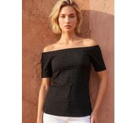 roman Roman Textured Bardot Stretch Top Noir FR 50 (EU 48)