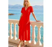 Roman Roman Textured Wrap Bodice Midi Dress rouge FR 40 (EU 38)