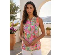 roman Roman Tropical Leaf Print Pintuck Blouse Rose FR 40 (EU 38)