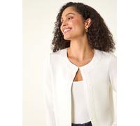 Roman Roman White Beaded Trim Open Jacket