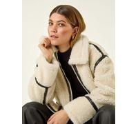 Roman Roman White Borg Aviator Coat