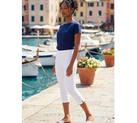Roman Roman White Cropped Stretch Capri Trousers