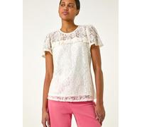 Roman Roman White Lace Frill Top