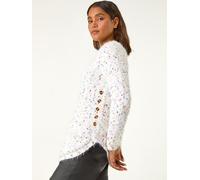 Roman Roman White Nep Curved Hem Jumper