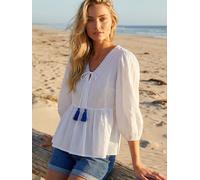 Roman Roman White Tassel Tie Front Blouse