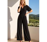 Roman Roman Wrap Front Stretch Jumpsuit Noir FR 46 (EU 44)