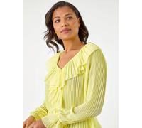 Roman Roman Yellow Frill Pleated Peplum Blouse