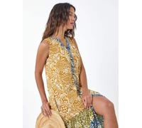 Roman Roman Yellow Patchwork Print Tiered Maxi Dress Yellow 16