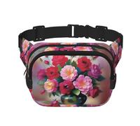 Romance Blooms Sac banane carré double couche pour activités de plein air telles que le sport, les voyages, la randonnée, le cyclisme, Noir , Taille unique
