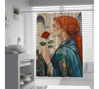 Romance Classique et scène de Conte de fées de rêve Rideau de Douche Femme rousse avec Un Rideau de Douche de Salle de Bain Rose Polyester imperméable séchage Rapide 180 x 220 cm