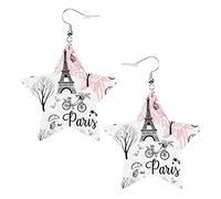 Romance Paris Eiffel Tower1 Boucles d'oreilles en cuir en forme d'étoile Femmes Filles Boucles d'oreilles pendantes simples Cadeaux pour elle