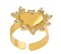 Romance Parure de bijoux en forme de cœur en zircon avec collier, boucles d'oreilles et bagues Accessoire pour femme Collier à strass tendance, ringring, Comme décrit, Comme décrit.
