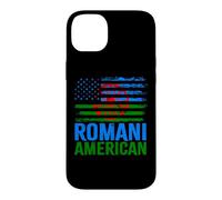 Romani américain | Roma Traveller & Drapeaux USA Vieilli Coque pour iPhone 14 Plus