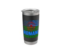 Romani américain | Roma Traveller & Drapeaux USA vieilli Gobelet isotherme en acier inoxydable double paroi
