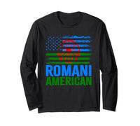 Romani américain | Roma Traveller & Drapeaux USA Vieilli Manche Longue