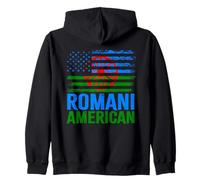 Romani américain | Roma Traveller & Drapeaux USA Vieilli Sweat à Capuche