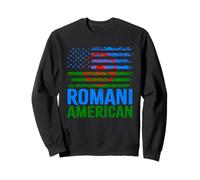 Romani américain | Roma Traveller & Drapeaux USA Vieilli Sweatshirt
