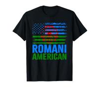 Romani américain | Roma Traveller & Drapeaux USA Vieilli T-Shirt