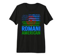 Romani américain | Roma Traveller & Drapeaux USA Vieilli T-Shirt Haut de Gamme