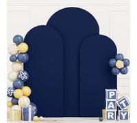 ROMANKAS Lot de 3 Housses de Toile de Fond pour Arche de Mariage - Bleu Marine - 1,2 m, 1,5 m, 1,8 m - Toile de Fond Extensible pour fête de Mariage, cérémonie, fête prénatale, décoration d'arche