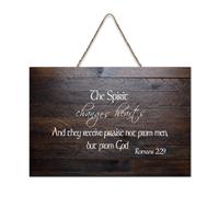 Romans 2:29 The Spirit Changes Hearts And They Receive Praise Not from Men But from God Panneaux en bois à suspendre Décoration murale rustique en bois avec citations pour bureau 15,2 x 25,4 cm