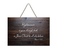 Romans 3:22 Righteousness Is Given Through Faith In Jesus Christ to All Who Believe2 Panneau de bienvenue en bois rustique pour porte d'entrée, porche, mur, école, salle de classe, club de café