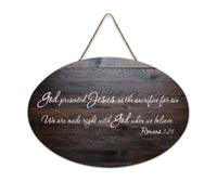 Romans 3:25 God presented Jesus As The Sacrifice for Sin, We Are Made Right with God When We Believe Panneau mural en bois rustique à suspendre pour salon, chambre à coucher, porte, fenêtre, maison