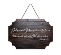 Romans 3:25 God presented Jesus As The Sacrifice for Sin, We Are Made Right with God When We Believe Wood Sign 6 x 10 Bible Wall Art Plaques en bois pour porte d'entrée, salon, cuisine