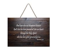 Romans 5:5 Décoration murale en bois rustique avec inscription « And Hope Does Not Disappoint, Because God's Love Has Been Pored Out Into Our H » - Décoration murale en bois rustique pour salon