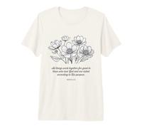 Romans 8:28 All Things Bible Verse Fleur Motif chrétien T-Shirt Haut de Gamme