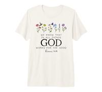 Romans 8:28 Christian Bible Verse We Know God Works for Good T-Shirt Haut de Gamme