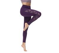 romansong Legging de yoga en maille pour femme avec poche, non transparent, capri taille haute, contrôle du ventre, stretch 4 directions, Violet, XL
