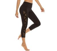 Romansong Leggings de yoga pour femmes en maille avec poches, non transparents, taille haute, contrôle du ventre, extensibles dans les 4 sens, S