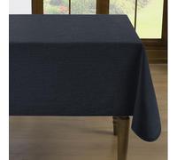 Romanstile Bleu Marine Nappe de Noël en toile cirée 140x240 cm avec ourlet, aspect lin, imperméable, essuyable, résistant aux taches, Nappe rectangulaire pour fête, décoration de Noël, Noël