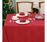 Romanstile Grande nappe de Noël, rouge, 300 x 150 cm, jacquard, lavable, rectangulaire, décoration festive, baroque, pour décoration de table, décoration de Noël, Nouvel An 2026, vacances, fête