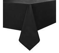Romanstile Nappe 6 places anti-taches en plastique ciré, nappe lavable pour extérieur, 140 x 180 cm, imperméable, noire, résistante aux intempéries, pour mariage, fête d'anniversaire, Noël