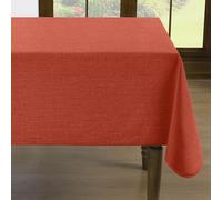 Romanstile Nappe de Noël en toile cirée 140x240 cm Rouge avec ourlet, aspect lin, imperméable, essuyable, résistant aux taches, Nappe rectangulaire pour fête, décoration de Noël, Noël