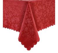 Romanstile Nappe en plastique de Noël anti-taches rectangulaire 140 x 180 cm avec motif floral Nappe 6 places élégante nappe cirée imperméable pour l'extérieur de Noël, Nouvel An, fêtes d'anniversaire