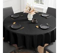Romanstile Nappe en plastique ronde 140 cm cirée noire pour l'extérieur, nappes en PVC, gris, imperméable, élégante, protection, restaurant, jardin, bistrot, hôtel, café, bar, fête, anniversaire, 6