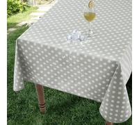 Romanstile Nappe Exterieur Impermeable Jardin Rectangulaire Toile Cirée 140x240 cm Pois Gris Anti Tache Plastique Lavable, pour Table de Fête, Mariage, Terrasse, Pique-Nique