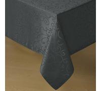 Romanstile Nappe lavable - 140 x 240 cm - Gris foncé - Rectangulaire - Jacquard damassé - Pour le salon, la table à manger, l'extérieur, un anniversaire, une fête, un hôtel