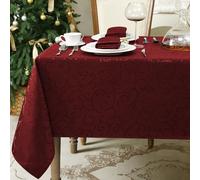 Romanstile Nappe Noël Rectangulaire 140x180 cm Rouge Anti Tache Jacquard Nappe Extérieurs Résistant à l'eau,Lavable Tissu Protection Moderne de Table pour Jardin,Anniversaires,Fete,Mariage,Hôtel