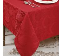 Romanstile Nappe Rectangulaire 140x180 cm Rouge Jacquard Anti Tache, Résistante aux Éclaboussures, Table Élégante pour 6-8 Personnes, Anniversaire, Dîner Romantique, Fête de Pâques et Jardin