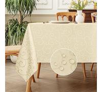 Romanstile Nappe Rectangulaire 150x300 cm Beige Jacquard Nappe Anti Tache,Lavable Nappe Tissu Decoration de Grande Table pour Printanier,Paques,Extérieurs,Jardin,Anniversaires,Mariage,Fete,Buffet