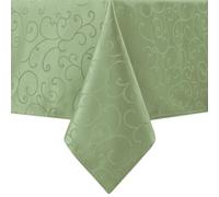 Romanstile Nappe Rectangulaire Anti Tache 140x240 cm Vert Sauge Jacquard Nappe Lavable,Résistant à l'eau Tissu Decoration de Table pour Printemps,Paques,Fete,Anniversaire,Mariage,Extérieurs,Jardin