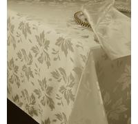 Romanstile Nappe Rectangulaire Beige 140 x 240 cm - Élégance Moderne Jacquard Floral,pour Pâques,Extérieur,Saint-Valentin, Célébrations en Jardin ou Dîners de Printemps et Été,Table de Salle à Manger