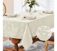 Romanstile Nappe Rectangulaire Crème 140x180 cm,Élégance et Raffinement en Jacquard Floral Résistant aux Taches,pour Repas en Jardin,Printanières,Fêtes de Pâques,Réveillon,Famille, Restaurant