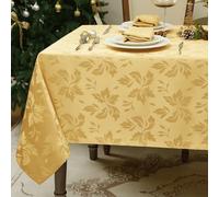 Romanstile Nappe Rectangulaire Doré 140 x 240 cm,Élégance Moderne et Luxueuse en Jacquard Floral,Anti Tache,pour Dîners de Noël, Fêtes de Réveillon,Célébrations de Nouvel an,Marriage,Party,Restaurant