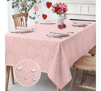Romanstile Nappe rectangulaire en jacquard imperméable et élégante en polyester damassé de Vienne pour dîner/fête/vacances Rose 152,4 x 366,8 cm