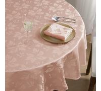 Romanstile Nappe Ronde Rose 160cm, Douceur et Élégance en Jacquard Floral, Résistante,Anti Taches,pour Tables de Salon, Goûters Féminins et Petits Événements Romantiques,Jardin,Anniversaire Fille